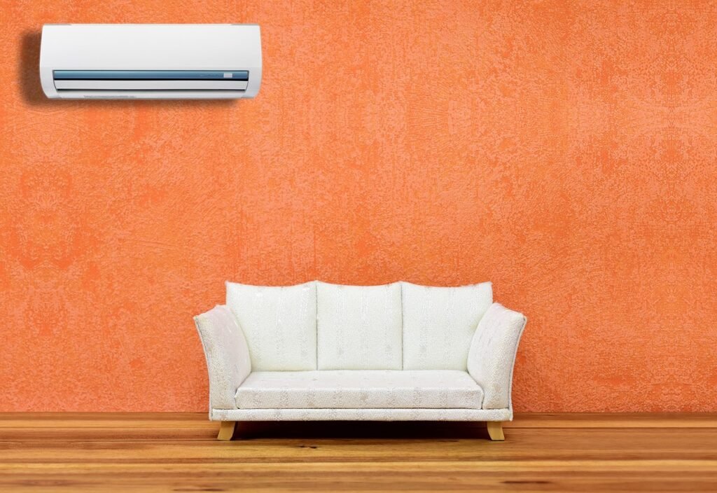 living room, couch, air conditioner